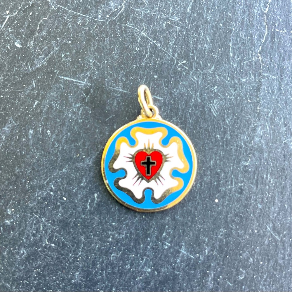 Sterling Silver 925 Blue Enamel “I AM A LUTHERAN Pendant